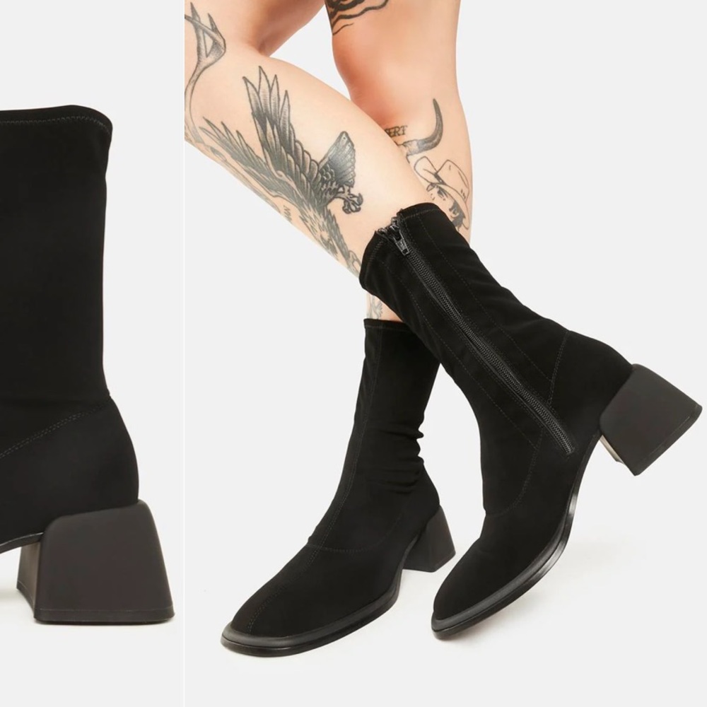 NWT VAGABOND SHOEMAKERS Ansie Stretch Boots vegan flared block heel round toe 40 - Picture 6 of 17